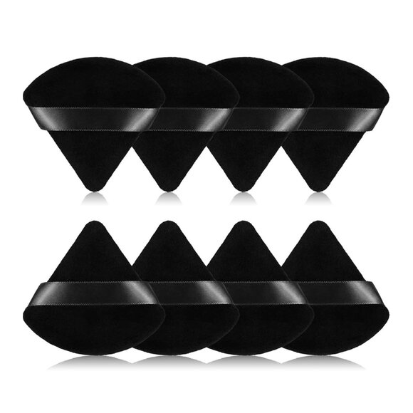 Luxury Velvet Triangular Powder Puff Set - 8 Pcs for Perfect Makeup Application - Picture 1 of 6